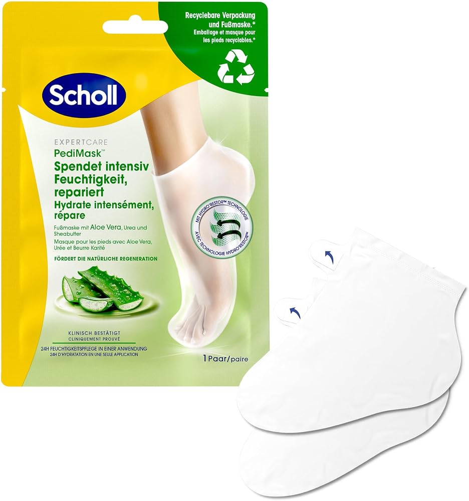 Scholl Expertcare yoğun bakım sağlayan ayak maskesi, aloe veralı – nemlendirici bakım – 1 çift tek kullanımlık çorap Ayak Peelingi
