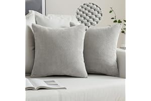 MIULEE 2er Set Kissenbezüge Dekokissen Körnig Dekorativ Kissenbezug Kissenhülle Sofakissen Deko Bezug Weich Zierkissen Couchkissen Kissen für Sofa Wohnzimmer Schlafzimmer 60x60 cm Hellgrau
