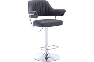 HNNHOME Nowoczesny obrotowy stołek barowy z tapicerowanej skóry szary