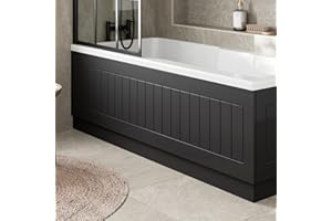 Affine® Tongue & Groove 1700mm Front Side MDF Bath Panel 16mm, Modern Wooden Panels for Bathroom Baths Soaking Tubs, Adjustable Plinth, Easy to Cut, Black Gloss