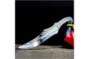 oFzimTo Couteau Cuisine Viking avec Manche en Bois,Couteau à Désosser Tranchant avec étui en cuir,Acier au Carbone Couteaux de Cuisine Japonais Professionnel Collection d'art (Aigle-01)