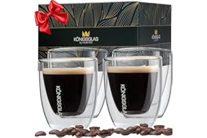 heidenfeld Original Königsglas Espresso Gläser Set (4x 80 ml) - Cappuccino Tassen - Doppelwandige Gläser aus Borosilikatglas - Teegläser Set - Hochwertige Thermogläser - Trinkgläser