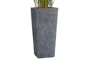 Pflanzwerk® Pflanzkübel Bodenvase Fiberglas Conic Lava ANTHRAZIT 70x33x33cm *Frostbeständige Blumenkübel* *Deutsche Premiumqualität* *Lotus-Effekt Imprägnierung*