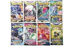 ‎A A 5 gemischte Pokemon Booster Packs - insgesamt 50 PKM Sammelkarten - DEUTSCH + Arkero-G Standard 100 Soft Sleeves