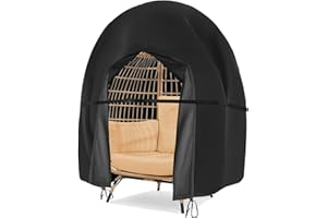 WIDESMILE wide smile Double Egg Chair Cover Outdoor Waterproof Heavy Duty Garden Cocoon Wicker Patio 2 Seat Large Egg Swing Chair Pod Cover 420D Oxford Fabric With Zipper and Drawstring 230x200CM Black