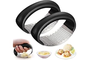 DAWUMIN Prensa de Ajos, Machacador de Ajos, Picador de Ajos Manual Acero, Pelador Ajos Acero Inoxidable, Picadora de Ajo para Lavavajillas, Utensilio de Cocina, Fácil de Usar y Limpiar (2PC)
