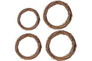 DBAILY 4 st pilkrans, natur, liten, naturdekoration, dörrkrans, träkrans, gör-det-själv, pilkrans, oskalad krans, rustik av rotting för bordsdekoration, väggdekoration, vår, dekoration, jul, halloween