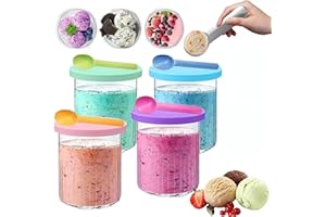 enseak Recipientes De Helado para Ninja Creamy,Ninja Creamy,Recipiente para Helado,4 Tarros De Almacenamiento De Repuesto para Máquina De Helados con Tapas para Nc500 Nc501 Ninja-Accesorios