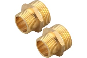 OMZSXK Graderingsnippel 1 x 3/4 tum AG mässing, 2 st dubbelsidig reducerad (32,5 mm x 25,7 mm)
