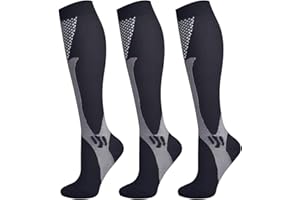 Evolyline 3 pary pończoch uciskowych dla kobiet i mężczyzn, 15-25 mmHg, skarpety uciskowe, wysoki komfort, do uprawiania sportu, biegania, lotu, podróży, jazdy na rowerze, jazdy na rowerze
