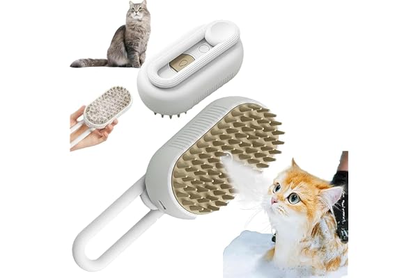 Lonnalee Brosse à Vapeur 3 en 1 pour Chat et Chien - Peigne d'Épilation des Poils d'Animaux avec Réservoir d'Eau - Toilettage (Blanc)