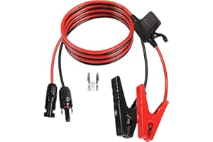 QIANRENON 12 AWG Cable de extensión de Carga del Conector del Panel Solar al Clip de cocodrilo Clip de batería al Cable del Conector Solar,con Fusible de 25A,1,5 m/4,9 ft