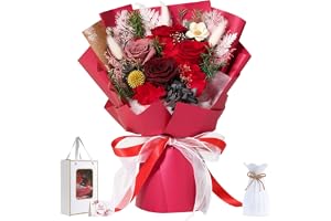 Emibele Flowers for Delivery Prime, Preserved Flowers Bouquet | 4 Eternal Red Roses Last 3 to 5 Years, Birthday Anniversary V
