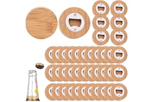 Lpitoy Ouvre-Bouteille Magnétique 40 Pièces, Ouvre-Bouteille Rond en Bois, Ouvre-boîte De Bière, Ouvre-Bouteille Personnalisé Aimants pour Réfrigérateur