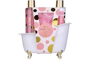 ‎ACCENTRA accentra - LET'S CELEBRATE Bade - Geschenk Set zur Entspannung für Frauen zum Geburtstag oder Weihnachten 3-Teiliges Wellness Geschenk- & Pflegeset mit Mini Deko-Badewanne