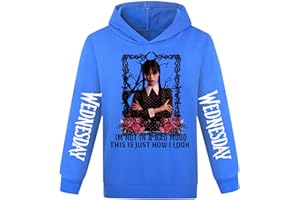 DROLA Wednesday Sweat à Capuche en Coton, pour Les Enfants garçons Filles vêtements série TV Tee Tops Manches Longues décontracté Fit Unisexe Costume