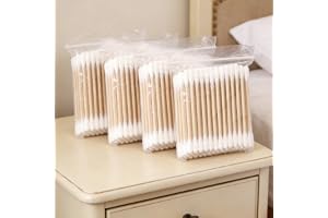 400 Pcs Double Ended Cotton Swabs, Biodegradable 100% Cotton Makeup Applicators for Nail Polish, Eyeliner, Artwork and Precision Cleaning, Gentle Hypoallergenic Swab Sticks (400 Count)