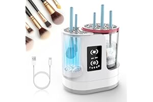 Weinsamkeit Limpiador de Brochas de Maquillaje 3 en 1, Máquina Organizadora de Soporte para Secador de Brochas de Maquillaje, Limpieza Automática para Todos los Tamaños de Brocha de Belleza (A)