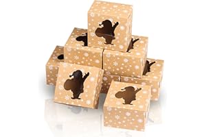 LEMESO Boîte Cadeau Noël en Papier, Lot de 20 Boîtes à Biscuits de Noël avec Fenêtre Transparente, Boîtes pour Mini Gâteau, Pâtisseries, Bonbons, Chocolats