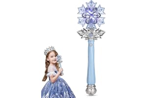 JOINPAYA Schneeflocken-Zauberstab: leuchtendes Prinzessinnen Zauberstab mit Musik Spray Blitzstäbe Requisite Für Weihnachten Halloween Party Zubehör Geburtstagsparty Dekoration