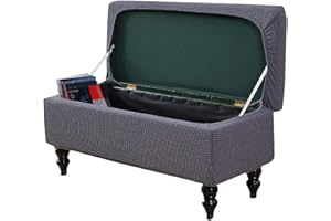 JHLD Stretch Ottoman Cover Rectangle, Ottoman Slipcovers soft Removable Washable Footstool Protector Covers Elastic Storage Ottoman Slipcover For cats dogs -dark grey-large