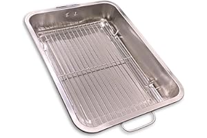 VR7 Baking Tray with Rack Roaster, Stainless Steel Baking Sheet Pan with Cooling Rack, Healthy & Non Toxic, Mirror Polish & Easy Clean - Dishwasher Safe
