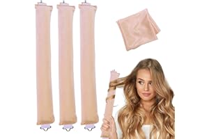 MPXEAVG 3 Pcs Heatless Hair Curler, Arricciacapelli Durante la Notte, Ricci Senza Calore con Ganci, Riccioli Senza Calore, Riccioli Grandi, per la Maggior Parte Tipi di Capelli, per Lunghi e Corti, Albicocca