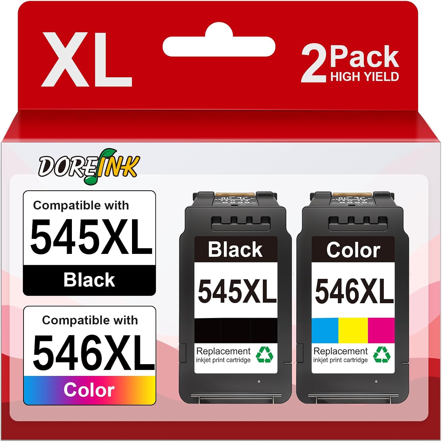 DOREINK 545XL 546XL Replacement for Canon Druckerpatronen 545 546 XL PG-545XL CL-546XL Multipack for Canon Pixma TS3150 TS3151 TS3350 MG2550S MG2550 MG2950 TR4550 TR4551 MX495 (Black and Colour)