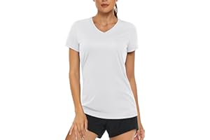 MAGCOMSEN Essentials T-Shirt Damen UV Sportshirts V Ausschnitt Fitness Yoga Laufshirt UPF 50+ Outdoor Wandershirt Leicht Lässig Kurzarm Shirts