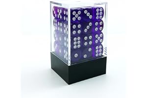 BESCON DICE Bescon Lot de 36 dés à 6 faces 12 mm Boîte à briques de 91,4 cm, matrice à six faces de 12 mm, violet translucide avec picots blancs