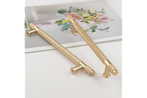 Pexintek Pack of 6 Cabinet Handles Gold Modern Furniture Handles, 160mm Hole Spacing Door Handles Kitchen Drawer Handles, Vintage Handles for Kitchen Cupboards, Chest of Drawers (Golden)