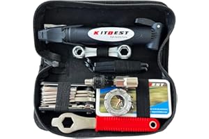 KITBEST Bike Repair Tool Kit, Bicycle Puncture Tire Patch Repair Kit Contains 16-in-1 Bicycle Multi Tool, Portable Cycling Road Mountain Bike Accessories for Men Women