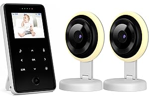 quietbliss Video Baby Monitor with Camera and Audio, 2.4 GHz Digital Wireless Baby Monitor with Night Light, Automatic Night Vision, Touch Control, Two-Way Call, 900 Foot Range, VOX Mode, Lullabies