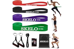Gomas Elasticas Musculacion, SKELO Bandas Elasticas Fitness con Anclaje para Puerta Almohadilla, Banda Resistencia para Pilates, Entrenamiento, Fisioterapia, Estiramiento, Yoga, Gimnasio en Casa