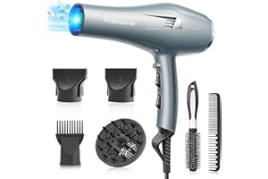 AULAYA Asciugacapelli Professionale, Potente Phon da con Ioni, Diffusore e Pettine Concentratore - 2 Velocità e 3 Impostazioni di Calore, Ideale per Famiglia e Salone di Bellezza