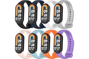 MONUARY 8 Piezas Correas Compatible con Xiaomi Smart Band 8, Pulseras de Repuesto para Xiaomi Mi Band 8, TPU, Cómodo de llevar, Longitud Ajustable