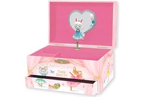 GIGGLE & HONEY Muzyczna szkatułka na biżuterię dla dziewczynek Baletnica - pozytywka dla dzieci z obracającym się pudełkiem, prezent urodzinowy