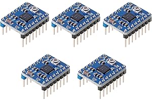DERUC A4988 - Controlador de motor paso a paso, 5 unidades, con disipador de calor, módulo de controlador para impresora 3D, 5 unidades