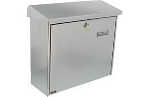 Burg-Wächter Briefkasten ohne Zeitungsfach mit Namensschild, Verzinkter Stahl, Einwurf-Format DIN C4, Inkl. 2 Schlüssel, Comfort 3913 SI, Silber