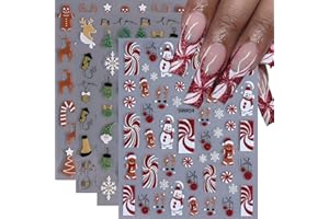 MISSJELLY Nagelsticker Weihnachten, Weihnachten Nagelsticker Selbstklebend 3D Rentier Christmas Nail Art Stickers Winter Nagelaufkleber NagelDesign DIY Maniküre Dekoration(4Blatt)
