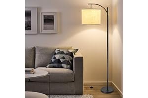 DINGLILIGHTING Iron led Floor Lamp 3000k Warm White Floor Light,Eye Protection led Reading Standing Lamp for Living Room, Bedroom, Bedside,Office, Study,Modern Pole Light with E27 Bulb, Beige