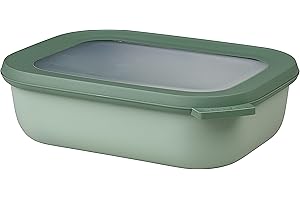 Mepal - Multi Bowl Cirqula Rectangular - Contenitori Plastica con Coperchio - Adatto come Contenitore Ermetico per Frigo, Microonde, Congelatore da Portata - Ciotole Cucina - 1000 ml - Nordic sage