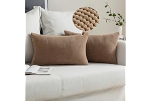 MIULEE Fundas Cojines para Cama Funda de Almohada de Pana Cojin Rectangular de Sofa Color Solido Poliéster Decoracion para Habitacion Dormitorio Oficina Silla Salon Comedor 2 Pieza 30x50cm Marrón