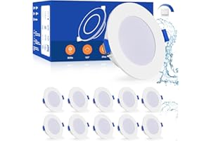 Leselux Spot LED Encastrable Dimmable Extra Plat, 10x IP44 Spot Etanche Salle de bain, 3 Niveaux de Luminosité Éclairage Encastrés 220V 5W 3000K Blanc Chaud 450LM, Spot de Plafond Pour Cuisine Couloir