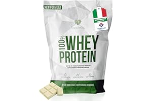 FOODELIS Proteine in Polvere 1 kg Cioccolato Bianco | Whey Protein con Aminoacidi Essenziali | Proteine per la Massa Muscolare ad Alta Solubilità | Proteine Whey Facilmente Digeribili | Materia Prima Italiana