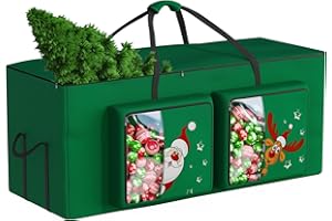 Alupssuc 280cm Borsa per Albero,Custodia per Albero,Sacca Tessuto Oxford 600d, Borsa per Palline di Natale Robusto e Durevole, Custodia Impermeabile, Tasca Laterale, Con Motivo Carino - Verde