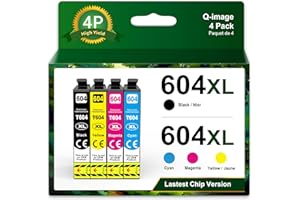 Q-IMAGE 4-Pack 604XL Cartucce di inchiostro Compatibili per Epson 604 XL Multipack per Expression Home XP-2200 XP-2205 XP-3200 XP-4200 Workforce WF-2910DWF WF-2930DWF WF-2935DWF WF-2950DWF