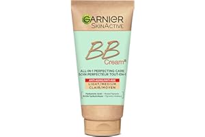 ‎GARNIER GARNIER Skin Active – BB Anti-Aging-Creme – All-in-1-Perfektionspflege – strafft & spendet Feuchtigkeit – LSF 25 – Hyaluronsäure & Aloe Vera – Vegan & Cruelty Free – alle Hauttypen – mittlere Tönung –