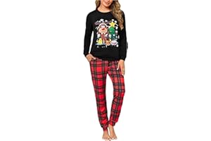 Marvmys Pigiama Donna Invernale Caldo Pigiama a Manica Lunga Set Pantaloni Lunghi con Tasche Morbido Confortevole 2 Pezzi