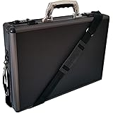 Pro Aluminium Executive Laptop Padded Briefcase Attache Case Black / Gun Metal